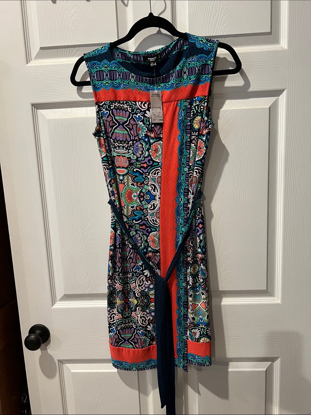Premise Multicolor Mini Dress with Coral and Teal Panels
